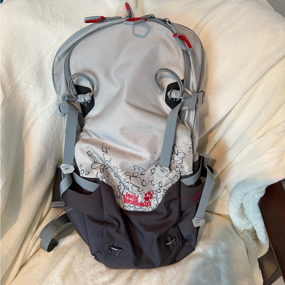 Jack Wolfskin Gray and Black Backpack with Red Accents